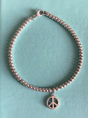 Tiffany Silver Mini Bead Peace Charm Bracelet